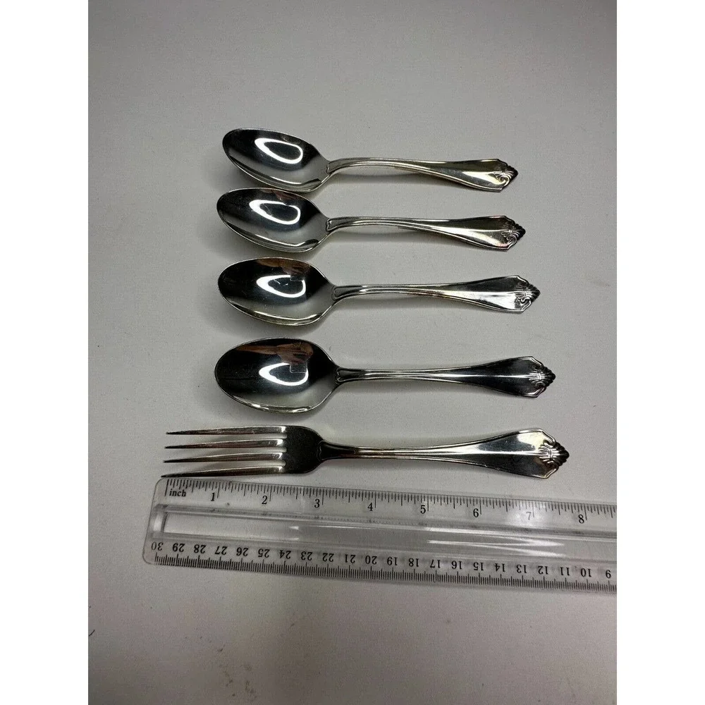 1881 Rogers Oneida King‎ James Silver Plate Flatware 5 PC fork Spoon Replacement